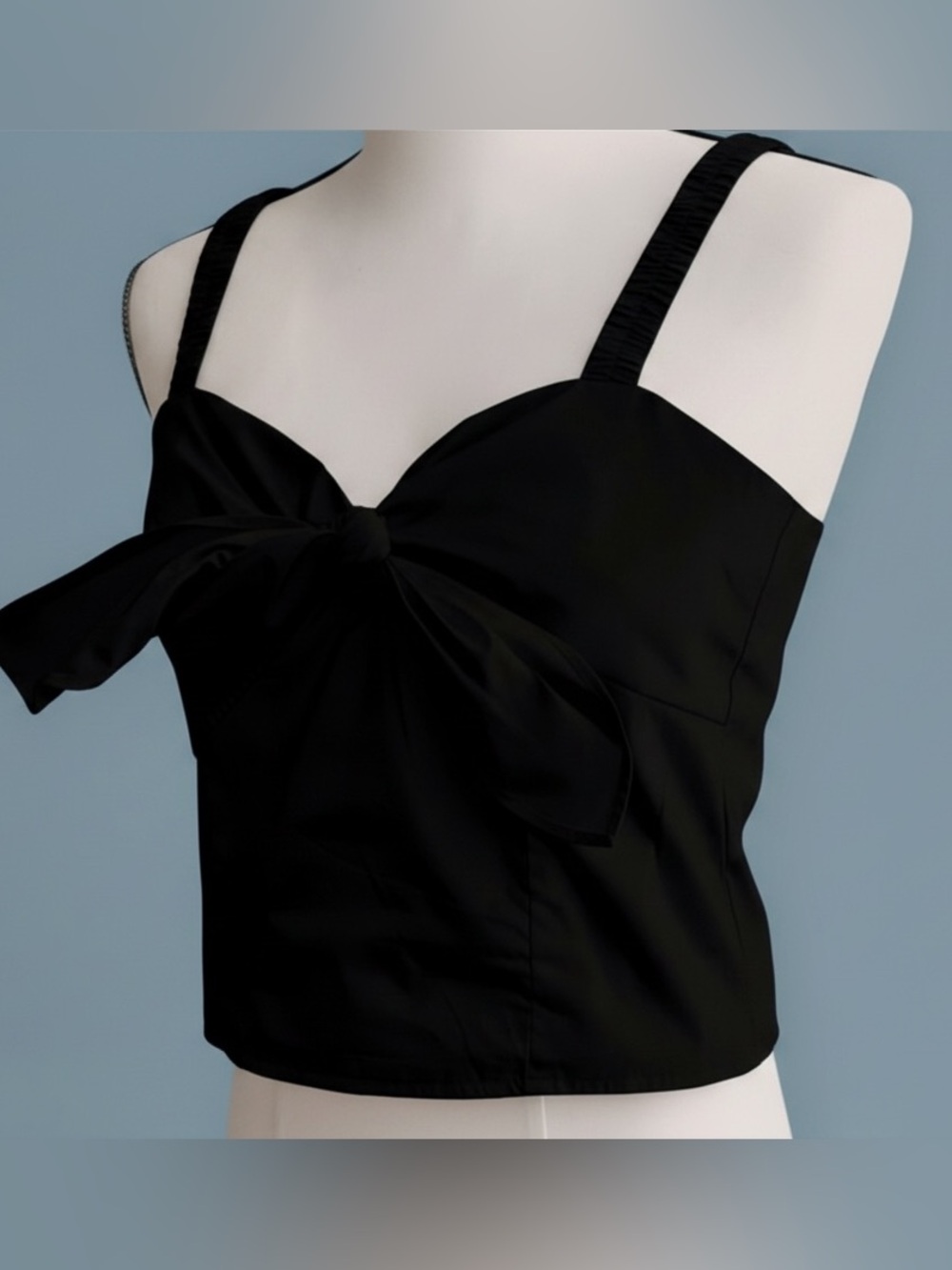 Express Black Smocked Tie-Front Top